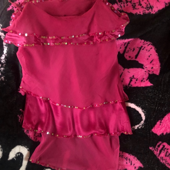Like New Whimsy raspberry pink silk ruffle  cami - Picture 1 of 4